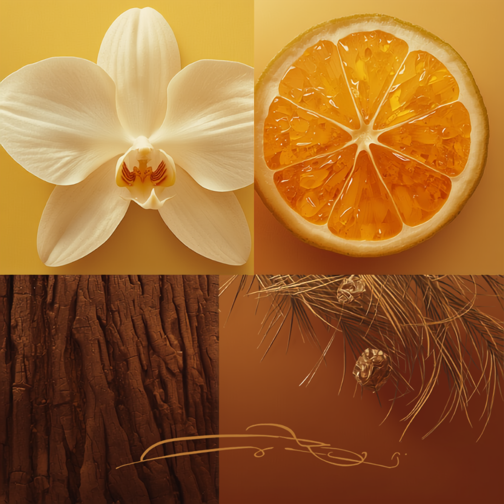 Golden Embrace scent icon — creamy vanilla, warm woods, and bright bergamot